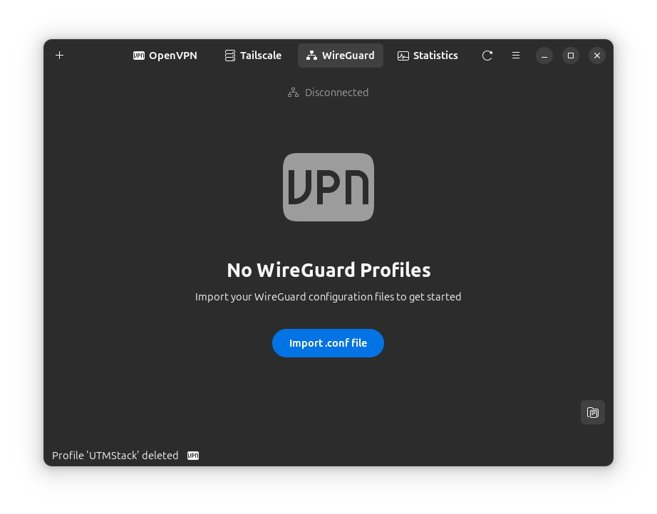 VPN Manager WireGuard connection view